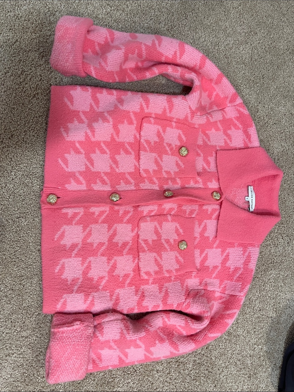 English Factory Pink Houndstooth Blazer Jacket